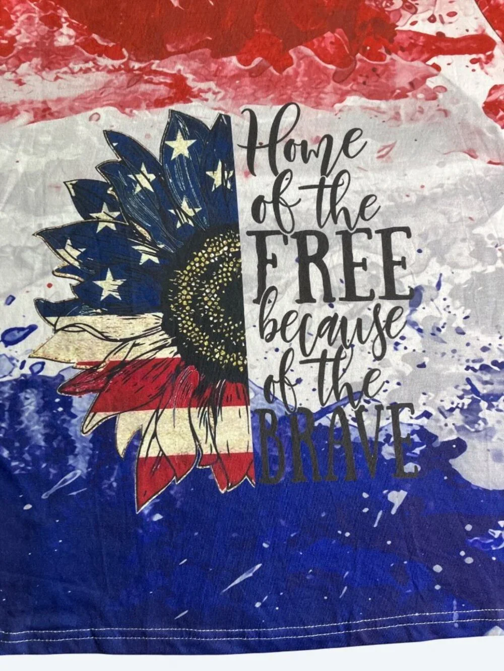 Patriotic Graphic Womens T-Shirt Home Of The Free Because Of The Brave 1XL - Picture 3 of 10